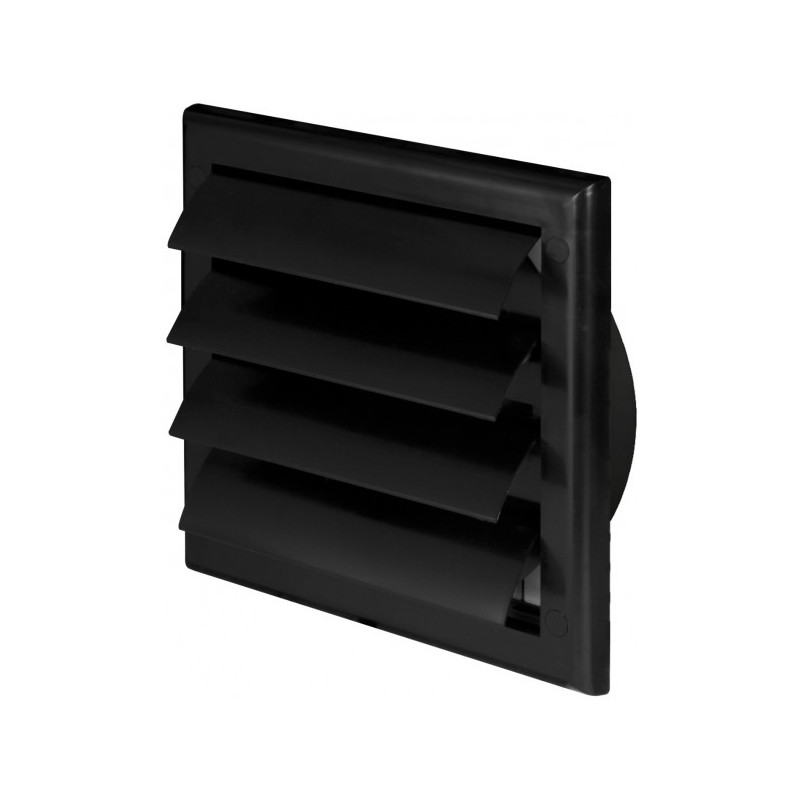 Решетка для однонаправленной подачи воздуха с затворкой и фланцем Awenta TN4CZ 19x19/d125 черная сбоку