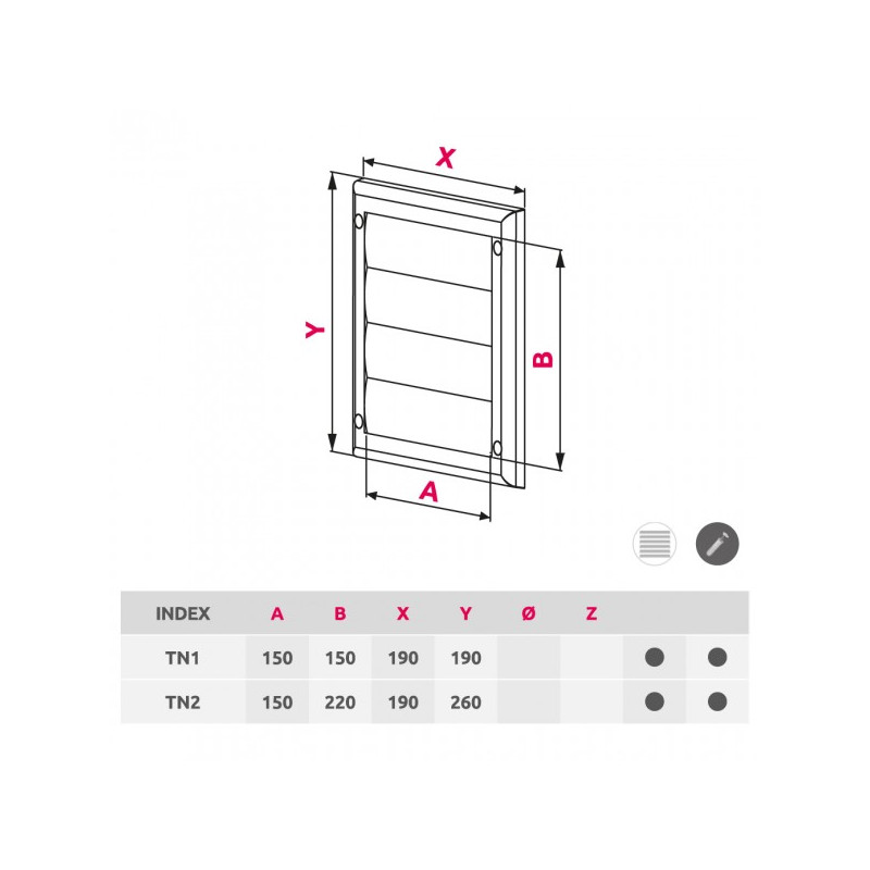 Решетка для однонаправленной подачи воздуха с затворкой Awenta TN1 19x19 белая размеры