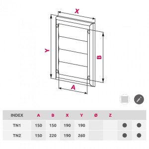 Решетка для однонаправленной подачи воздуха с затворкой Awenta TN2 19x26 белая размеры