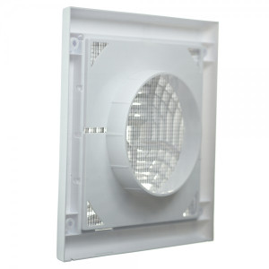 Решетка с фланцем и сеткой от насекомых Awenta TX7 19x19/d125 белая сзади