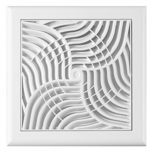 Решетка с фланцем, шторкой и сеткой от насекомых Awenta TX6 19x19/d100 белая спереди