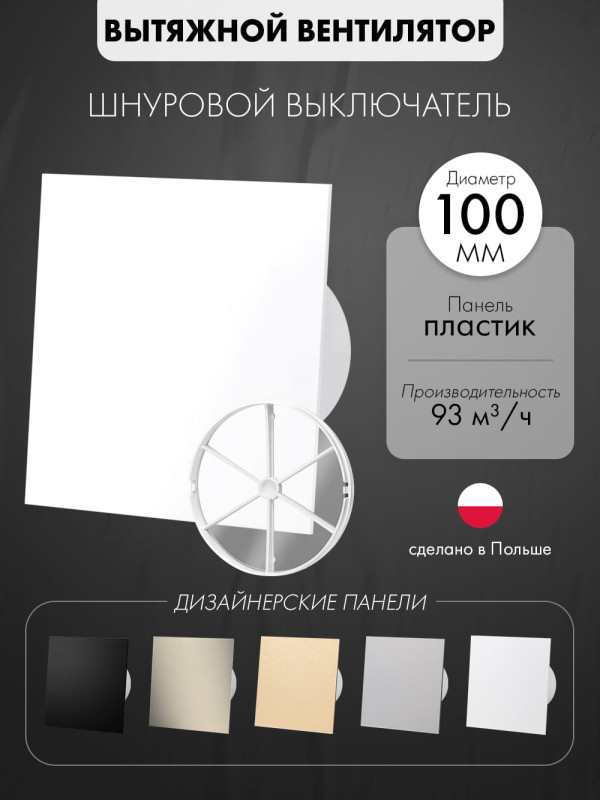 Вытяжной вентилятор airRoxy dRim100PS-C160-D100