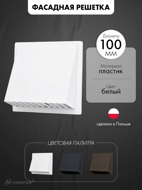 Фасадная решетка airRoxy 02-501 (d100) белая