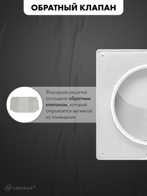 Фасадная решетка airRoxy 02-501 (d100) белая обратный клапан