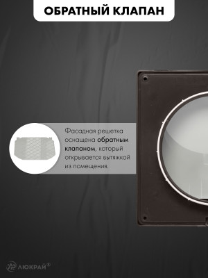 Фасадная решетка airRoxy 02-502BR (d125) коричневая обратный клапан