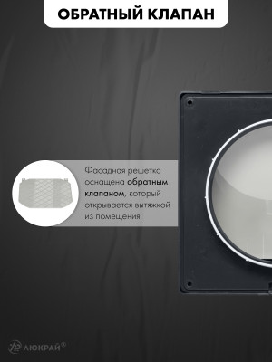 Фасадная решетка airRoxy 02-370GR (d150) черная обратный клапан