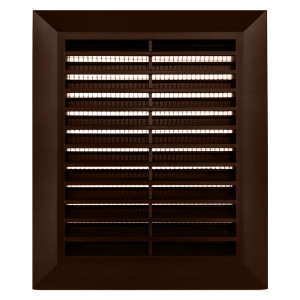 Решетка с фланцем и сеткой от насекомых Awenta Classic T48BR (14x17) коричневая спереди
