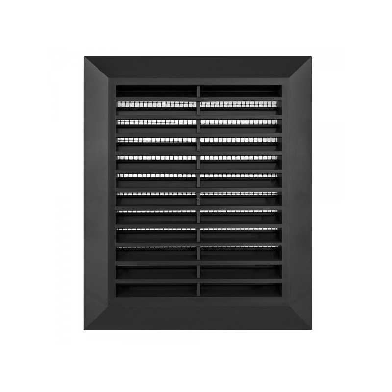 Решетка с фланцем и сеткой от насекомых Awenta Classic T48GR (14x17) графитовая спереди