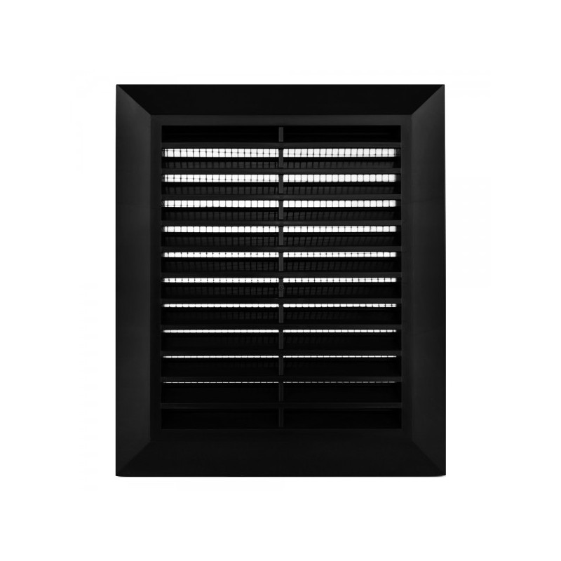 Решетка с фланцем и сеткой от насекомых Awenta Classic T48CZ (14x17) черная спереди