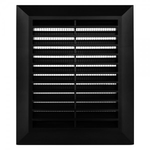 Решетка с фланцем и сеткой от насекомых Awenta Classic T48CZ (14x17) черная спереди