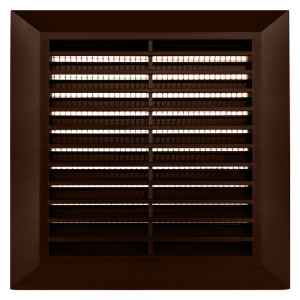 Решетка с фланцем и сеткой от насекомых Awenta Classic T40BR (17x17) коричневая спереди