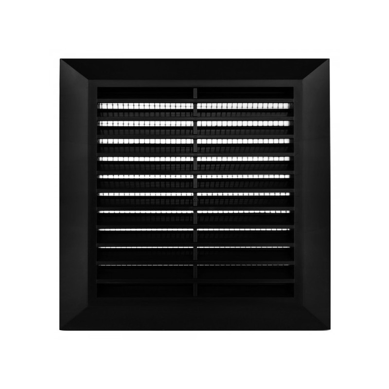 Решетка с фланцем и сеткой от насекомых Awenta Classic T40CZ (17x17) черная спереди