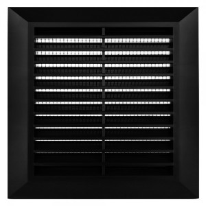 Решетка с фланцем и сеткой от насекомых Awenta Classic T40CZ (17x17) черная спереди