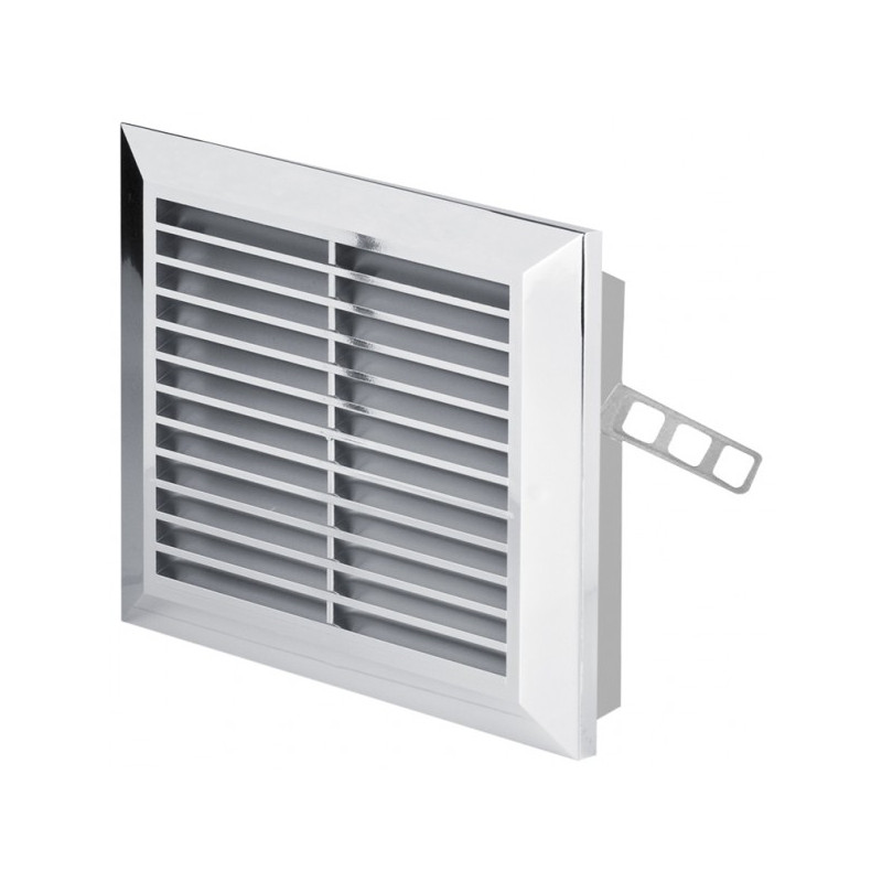 Решетка с фланцем и сеткой от насекомых Awenta Classic T40M (17x17) хромированная сбоку