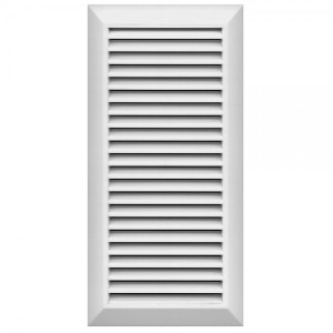 Решетка с фланцем и сеткой от насекомых Awenta Classic T63 (14x28) белая спереди