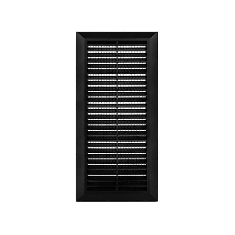 Решетка с фланцем и сеткой от насекомых Awenta Classic T63CZ (14x28) черная спереди