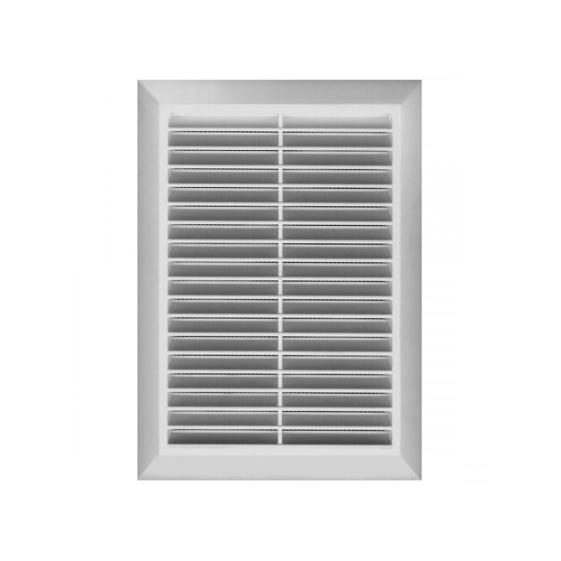 Решетка с фланцем и сеткой от насекомых Awenta Classic T26 (17x24) белая спереди