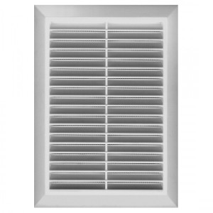 Решетка с фланцем и сеткой от насекомых Awenta Classic T26 (17x24) белая спереди