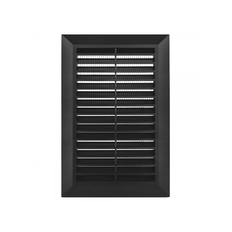 Решетка с фланцем и сеткой от насекомых Awenta Classic T26GR (17x24) графитовая спереди