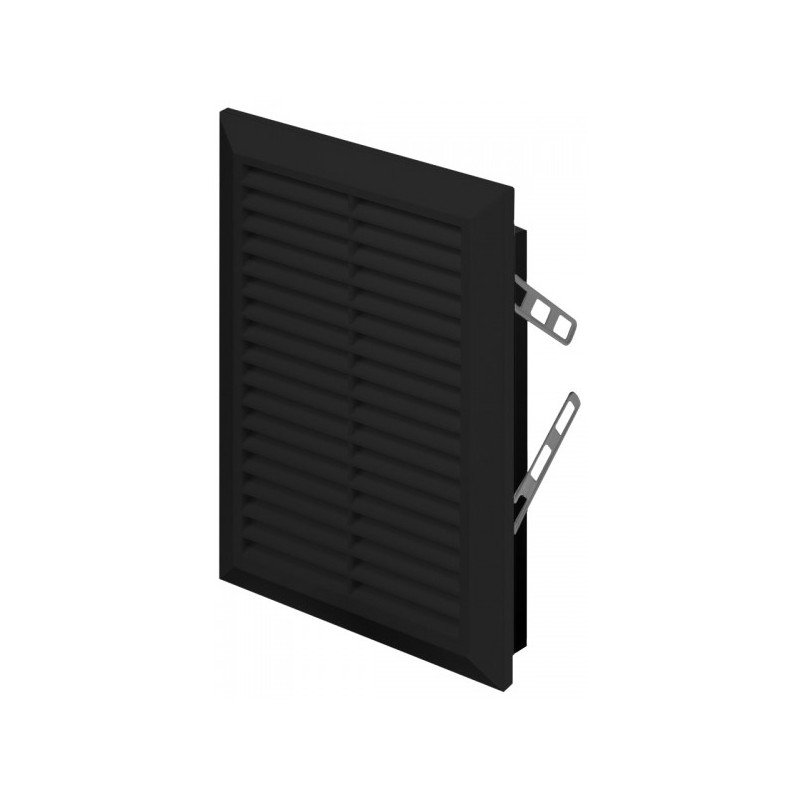 Решетка с фланцем и сеткой от насекомых Awenta Classic T26CZ (17x24) черная сбоку