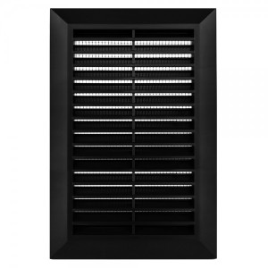 Решетка с фланцем и сеткой от насекомых Awenta Classic T26CZ (17x24) черная спереди