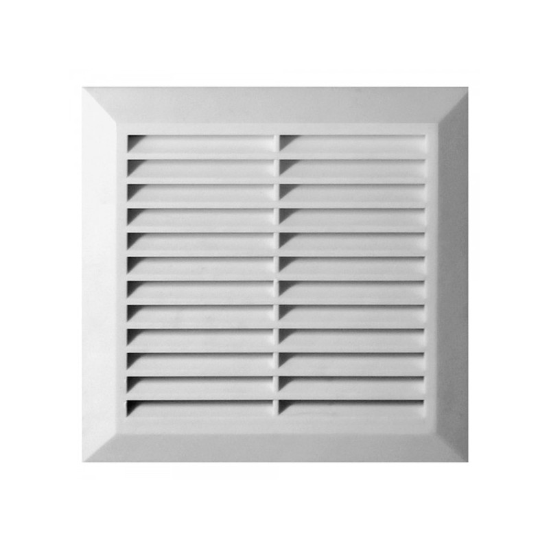 Решетка с фланцем и сеткой от насекомых Awenta Classic T70 (20x20) белая спереди