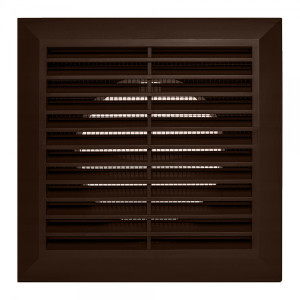 Решетка с фланцем и сеткой от насекомых Awenta Classic T61BR (17х17/d100) коричневая спереди