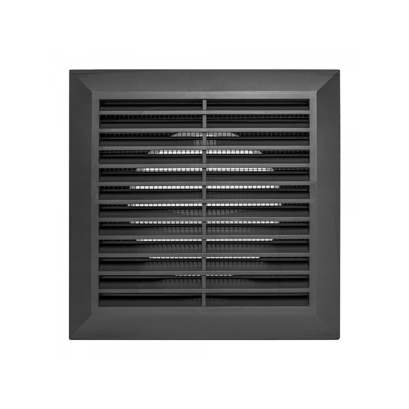 Решетка с фланцем и сеткой от насекомых Awenta Classic T61GR (17х17/d100) графитовая спереди