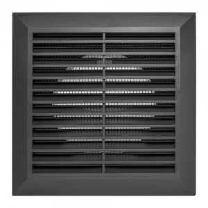 Решетка с фланцем и сеткой от насекомых Awenta Classic T61GR (17х17/d100) графитовая спереди