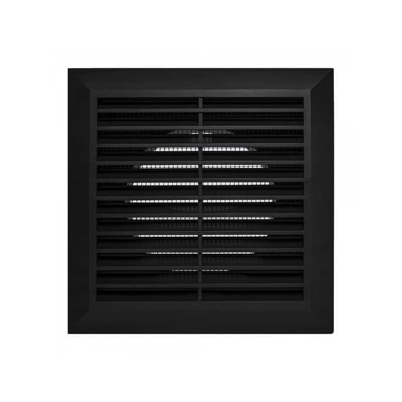 Решетка с фланцем и сеткой от насекомых Awenta Classic T61CZ (17х17/d100) черная спереди