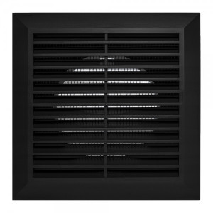 Решетка с фланцем и сеткой от насекомых Awenta Classic T61CZ (17х17/d100) черная спереди