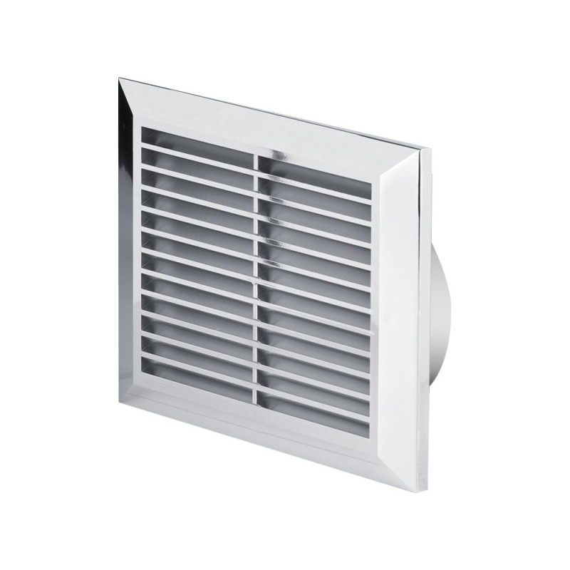 Решетка с фланцем и сеткой от насекомых Awenta Classic T61M (17х17/d100) хромированная сбоку