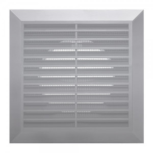 Решетка с фланцем и сеткой от насекомых Awenta Classic T61SS (17х17/d100) серебристая спереди