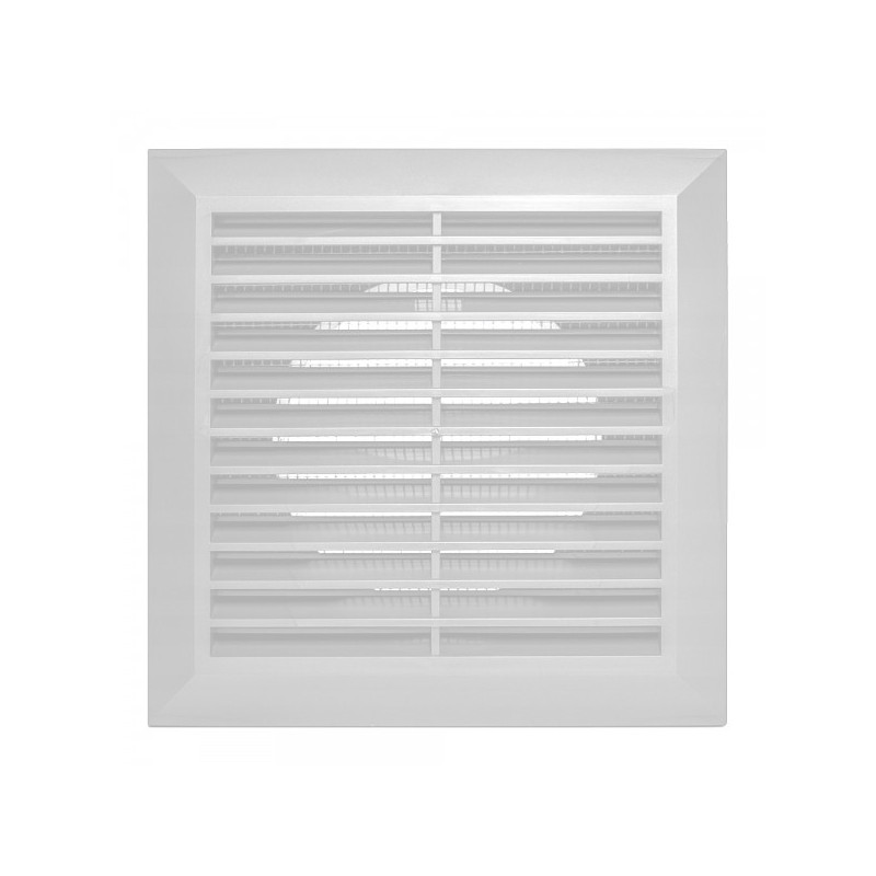 Решетка с фланцем и сеткой от насекомых Awenta Classic T83 (17х17/d125) белая спереди