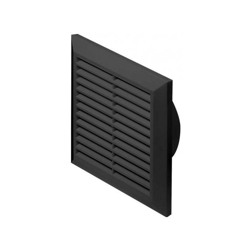 Решетка с фланцем и сеткой от насекомых Awenta Classic T83GR (17х17/d125) графитовая сбоку