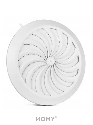 Решетка с сеткой, регулировкой потока воздуха и диаметра Awenta Classic T88 (d100-150) белая сбоку