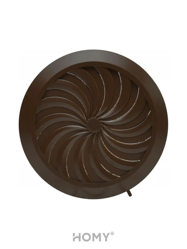 Решетка с сеткой, регулировкой потока воздуха и диаметра Awenta Classic T88BR (d100-150) коричневая спередт