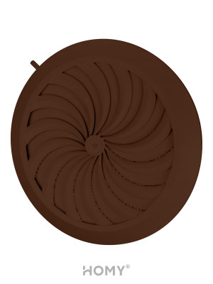 Решетка с сеткой, регулировкой потока воздуха и диаметра Awenta Classic T88BR (d100-150) коричневая сбоку