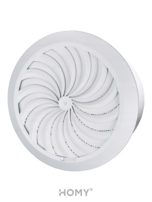 Решетка с сеткой и регулировкой потока воздуха Awenta Classic T95 (d100) белая сбоку