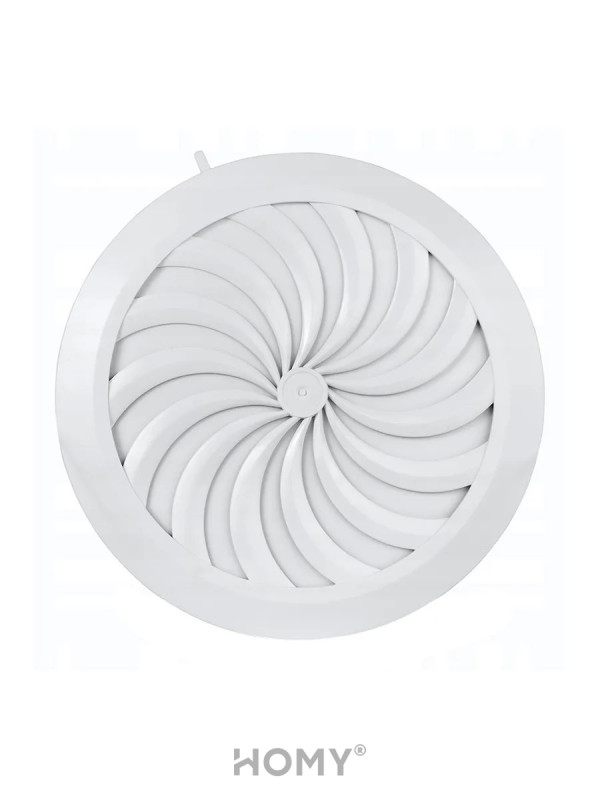 Решетка с сеткой и регулировкой потока воздуха Awenta Classic T95a (d110) белая спереди