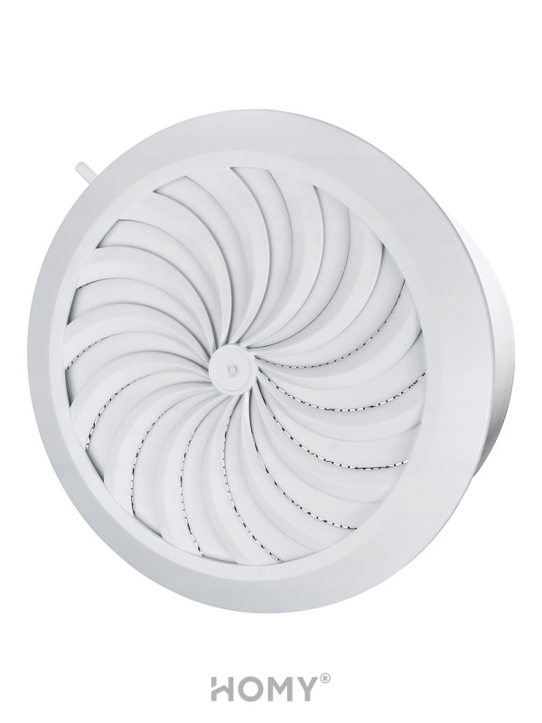 Решетка с сеткой и регулировкой потока воздуха Awenta Classic T86 (d125) белая сбоку