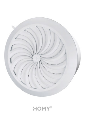 Решетка с сеткой и регулировкой потока воздуха Awenta Classic T86 (d125) белая сбоку