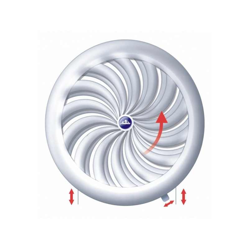 Решетка с сеткой и регулировкой потока воздуха Awenta Classic T89 (d150) белая спереди