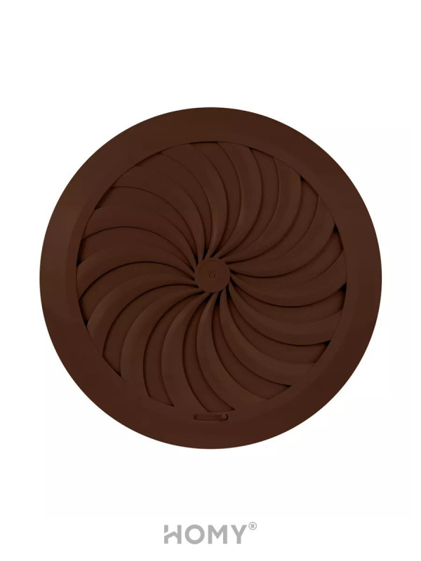 Решетка с сеткой и регулировкой потока воздуха Awenta Classic T95BR (d100) коричневая спереди