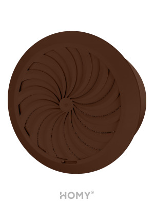 Решетка с сеткой и регулировкой потока воздуха Awenta Classic T95BR (d100) коричневая сбоку