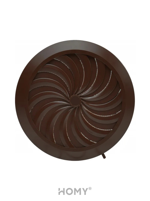 Решетка с сеткой и регулировкой потока воздуха Awenta Classic T86BR (d125) коричневая спереди