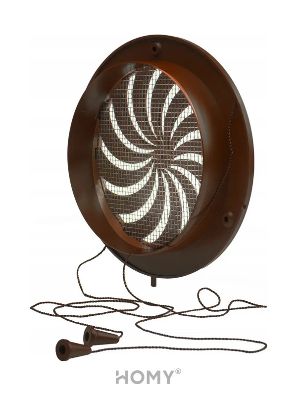 Решетка с сеткой и регулировкой потока воздуха Awenta Classic T86BR (d125) коричневая сзади