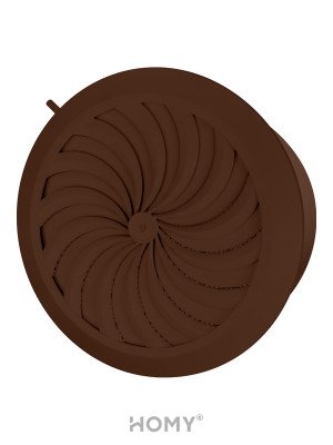 Решетка с сеткой и регулировкой потока воздуха Awenta Classic T86BR (d125) коричневая сбоку