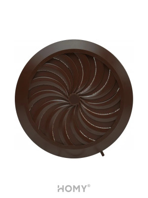 Решетка с сеткой и регулировкой потока воздуха Awenta Classic T86BR (d125) коричневая спереди