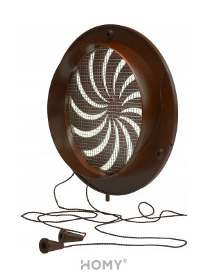 Решетка с сеткой и регулировкой потока воздуха Awenta Classic T86BR (d125) коричневая сзади